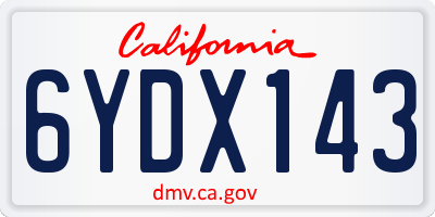CA license plate 6YDX143