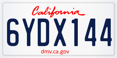 CA license plate 6YDX144