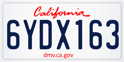 CA license plate 6YDX163