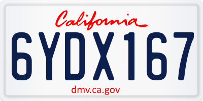 CA license plate 6YDX167