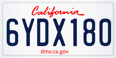 CA license plate 6YDX180