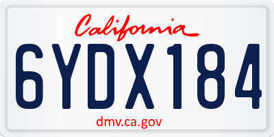 CA license plate 6YDX184