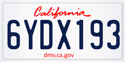 CA license plate 6YDX193