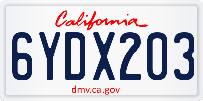 CA license plate 6YDX203