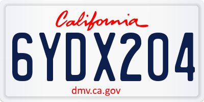 CA license plate 6YDX204