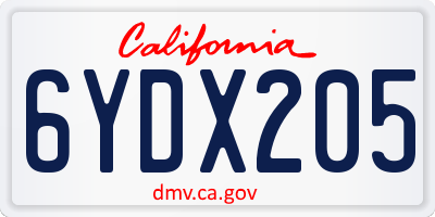 CA license plate 6YDX205