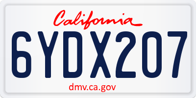 CA license plate 6YDX207