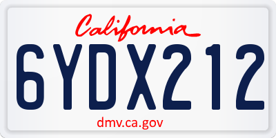 CA license plate 6YDX212