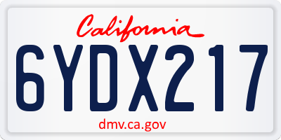 CA license plate 6YDX217