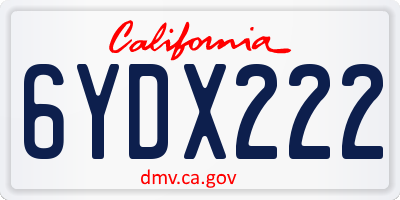 CA license plate 6YDX222