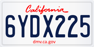 CA license plate 6YDX225