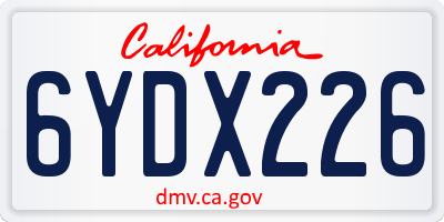 CA license plate 6YDX226