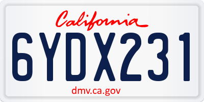 CA license plate 6YDX231