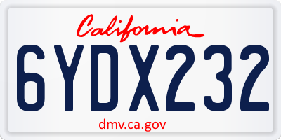 CA license plate 6YDX232