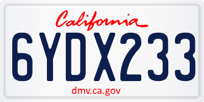CA license plate 6YDX233