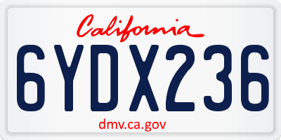 CA license plate 6YDX236