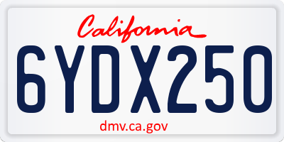 CA license plate 6YDX250