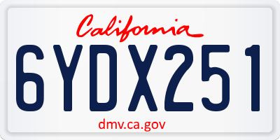 CA license plate 6YDX251