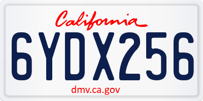 CA license plate 6YDX256