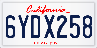 CA license plate 6YDX258