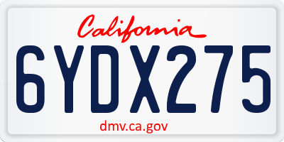CA license plate 6YDX275