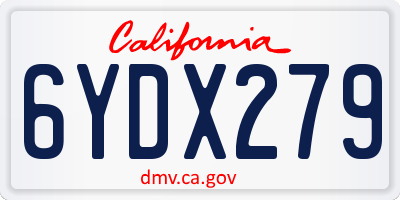 CA license plate 6YDX279