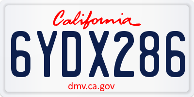 CA license plate 6YDX286
