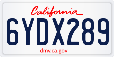 CA license plate 6YDX289