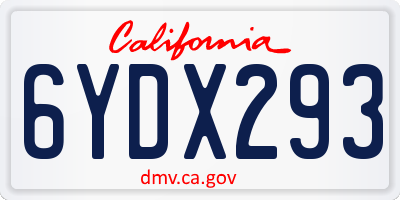 CA license plate 6YDX293