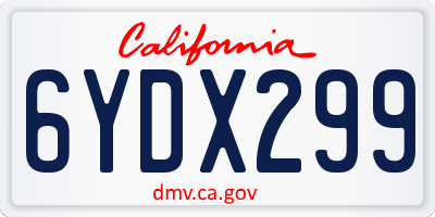 CA license plate 6YDX299