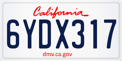 CA license plate 6YDX317
