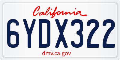 CA license plate 6YDX322