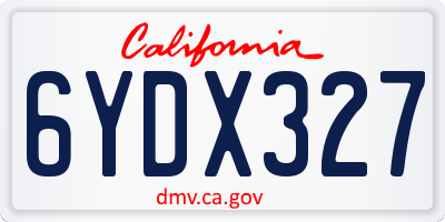 CA license plate 6YDX327