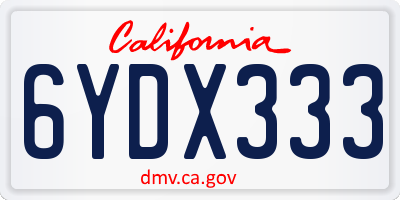 CA license plate 6YDX333