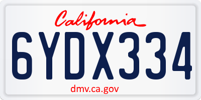 CA license plate 6YDX334