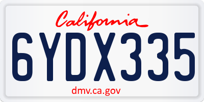 CA license plate 6YDX335
