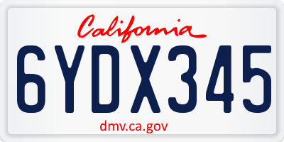 CA license plate 6YDX345
