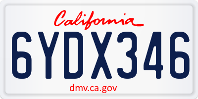 CA license plate 6YDX346