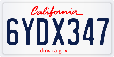 CA license plate 6YDX347