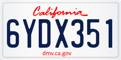 CA license plate 6YDX351