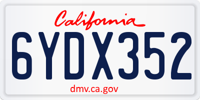 CA license plate 6YDX352