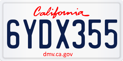 CA license plate 6YDX355