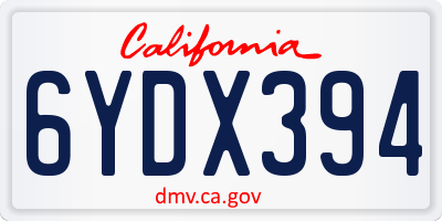 CA license plate 6YDX394