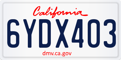CA license plate 6YDX403