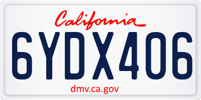 CA license plate 6YDX406
