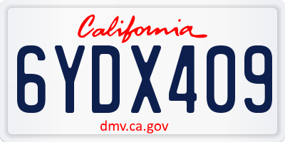 CA license plate 6YDX409