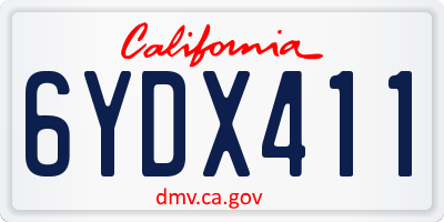 CA license plate 6YDX411