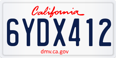 CA license plate 6YDX412