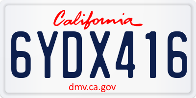 CA license plate 6YDX416