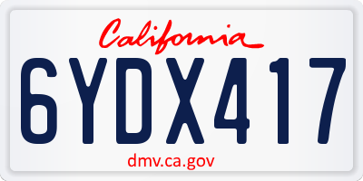 CA license plate 6YDX417